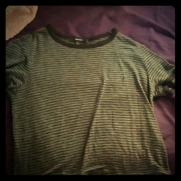Green Striped Forever 21 Top - Picture 1 of 4